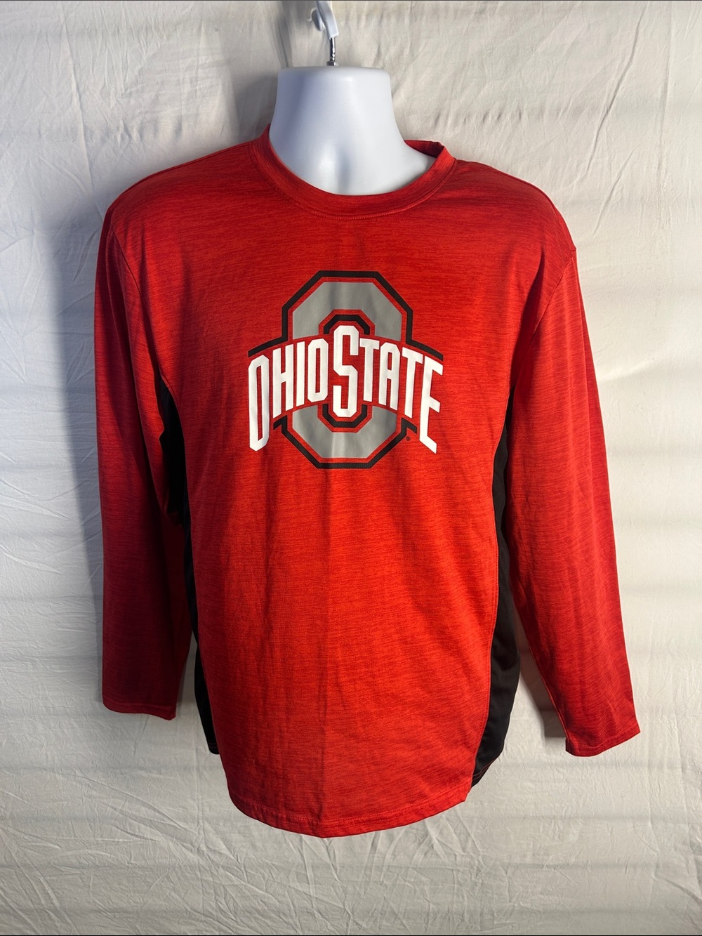 Varsity Red Long-Sleeve Logo Jersey with Black Side Panels